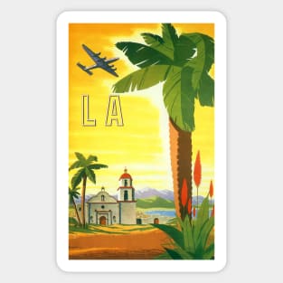 Vintage Travel Poster, a Mission in Los Angeles, California Sticker